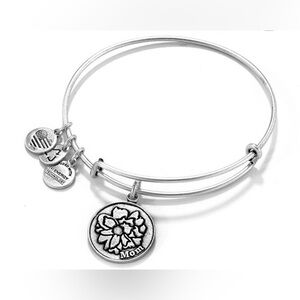 Alex and Ani “Mom” Charm Bracelet – Silver Tone Floral Bangle